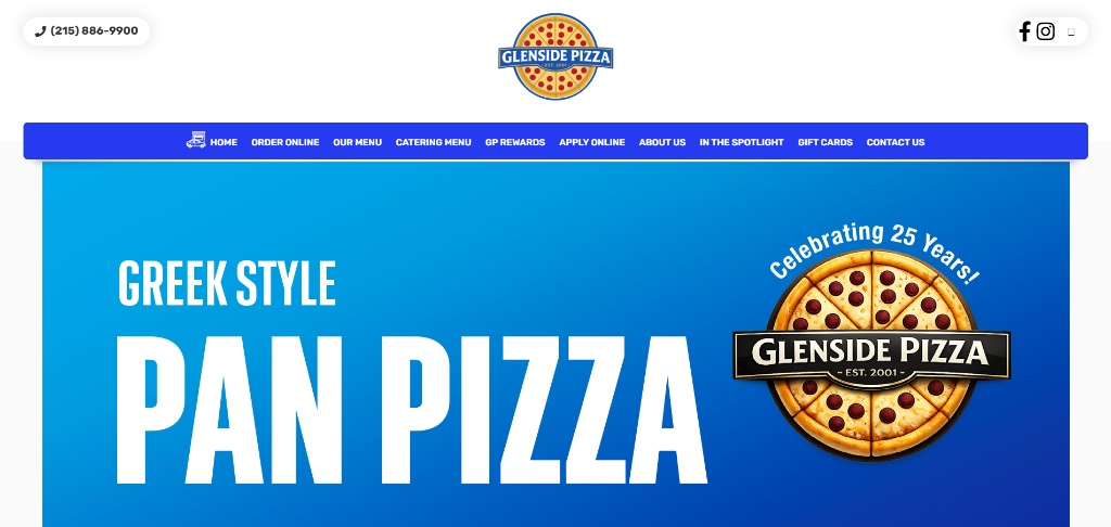Glenside Pizza, the previous website
